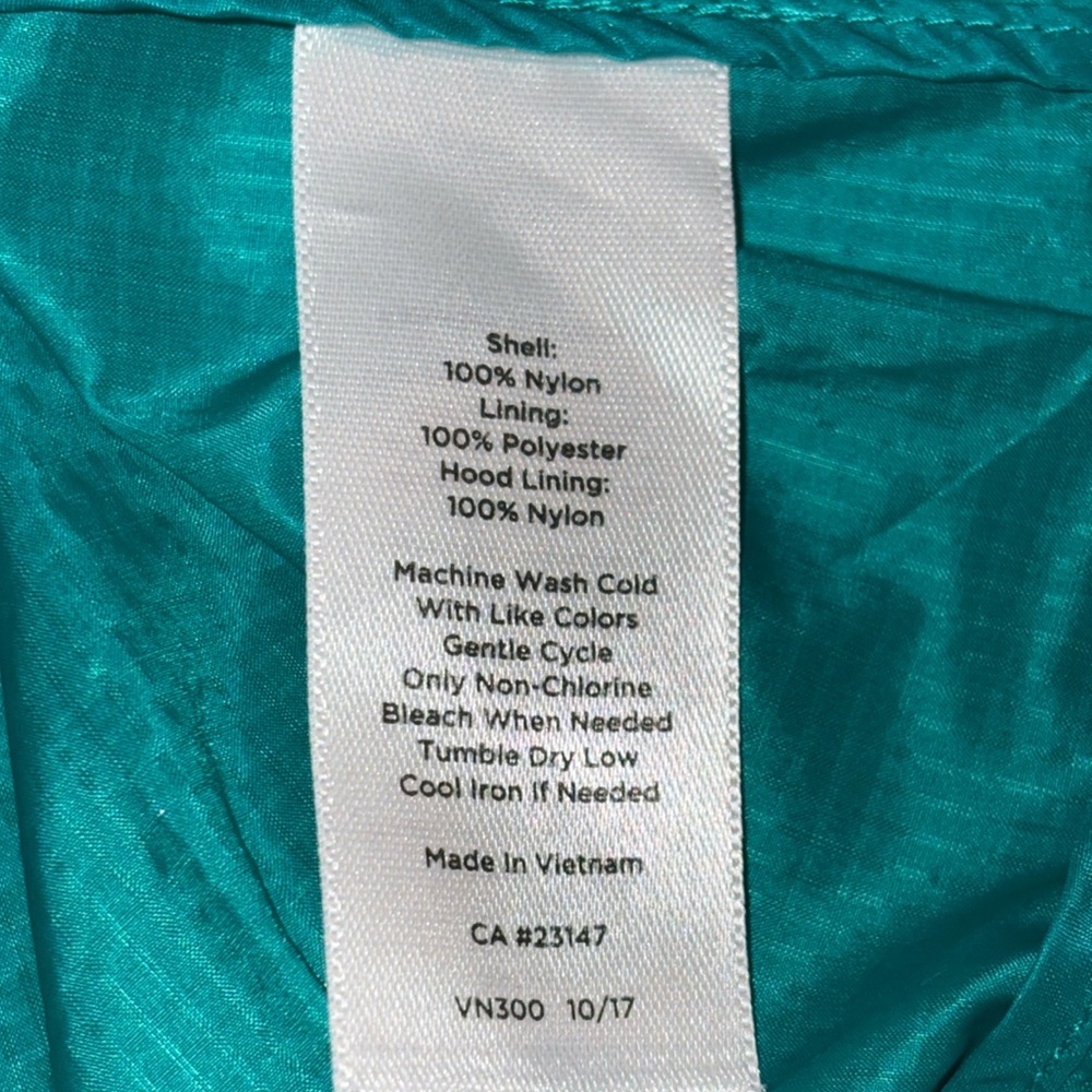 T by Talbots Teal Nylon Hooded Lightweight Packable Windbreaker Size Large - Picture 9 of 11